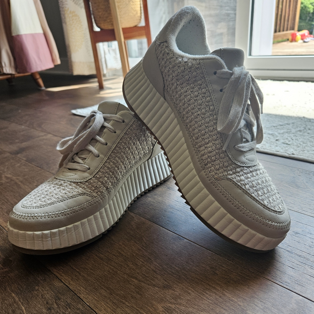 Madden Cream Chunky Platform Sneakers with Textured Upper